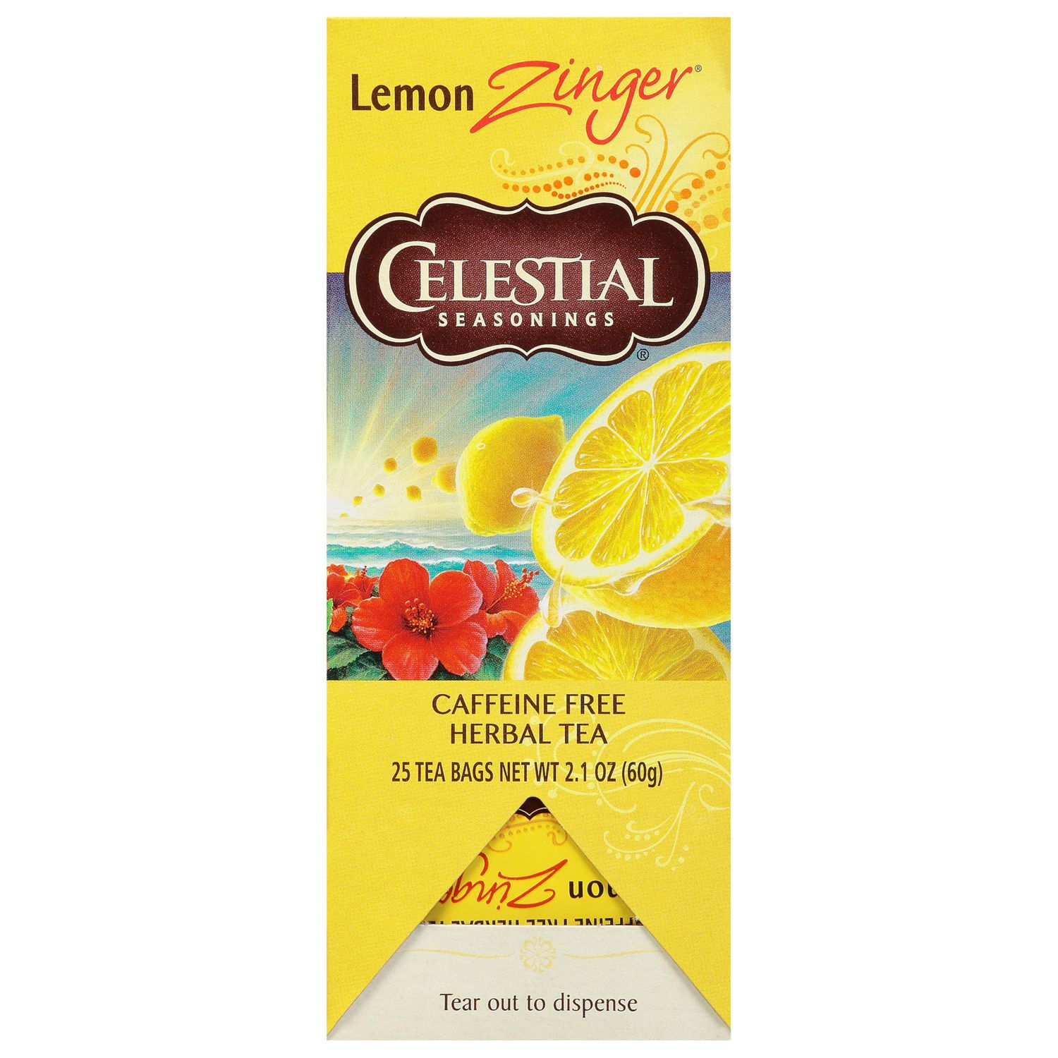 Celestial Seasonings Caffeine Free Lemon Zinger Herbal Tea 25 Tea Bags