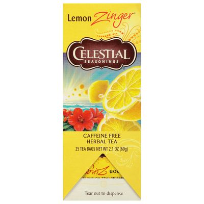 Celestial Seasonings Caffeine Free Lemon Zinger Herbal Tea 25 Tea Bags