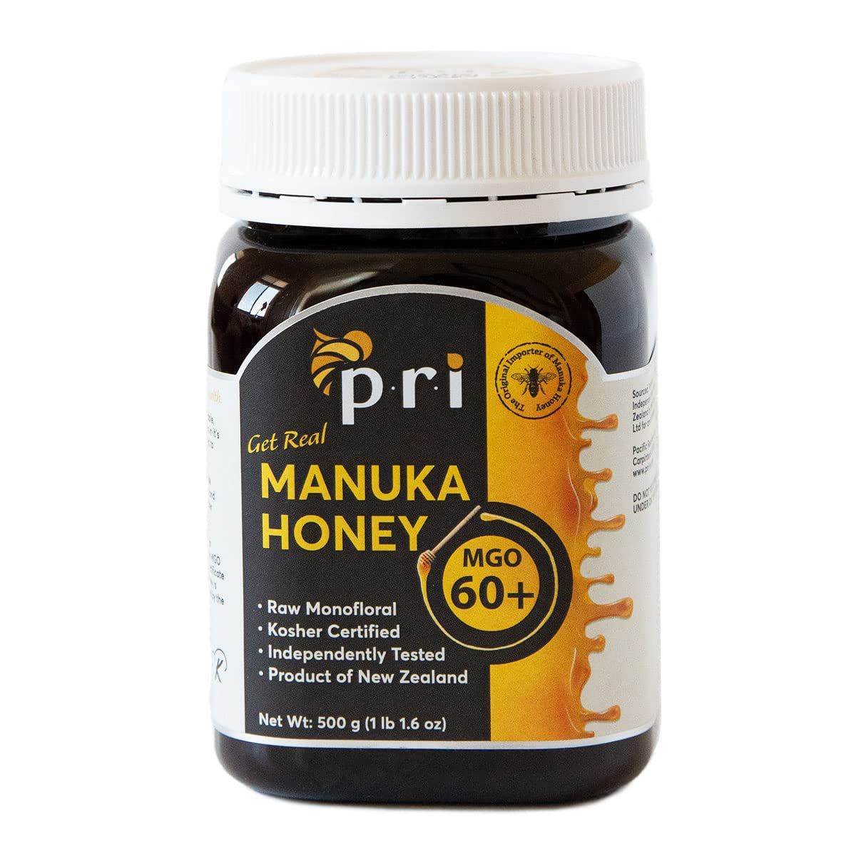 P.R.I Manuka Honey, MGO 60+ New Zealand Raw Monofloral Manuka Honey, 500g