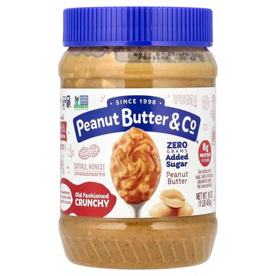 Peanut Butter &amp; Co. Old Fashioned Crunchy Peanut Butter, Non-GMO, Gluten Free, Vegan, No Sugar Added, 16 Ounce (Pack of 1)