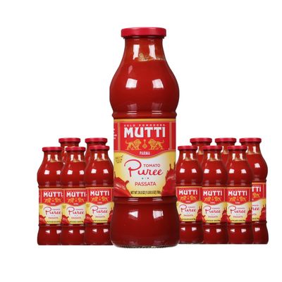 Mutti Tomato Puree (Passata), 24.5 oz. | 12 Pack | Italys #1 Brand of Tomatoes | Fresh Tastefor Cooking|Canned Tomatoes | Vegan Friendly &amp; Gluten Free | No Additives orPreservatives