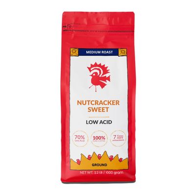 Puroast Low Acid Coffee Flavored Ground | Nutcracker Sweet Ground | Medium Roast | High Antioxidants &amp; High pH |No Bitter Aftertaste | Reduced Heartburn &amp; GERD | Suitable for Cold Brew - 2.2 LB