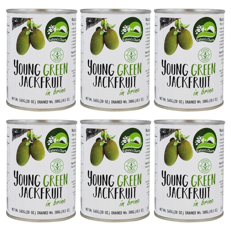 Nature&#39;s Charm Young Green Jackfruit in Brine (6 Pack, Total of 120oz)