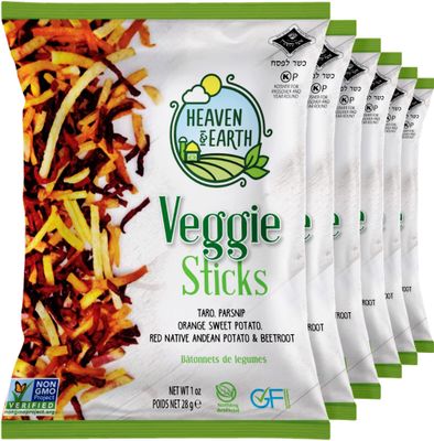 Heaven &amp; Earth Root Veggie Sticks, 1oz (6 Pack) | Thin Stix | Perfect Snack &amp; Salad Topper | Gluten Free | All Natural | Non GMO | Certified Kosher