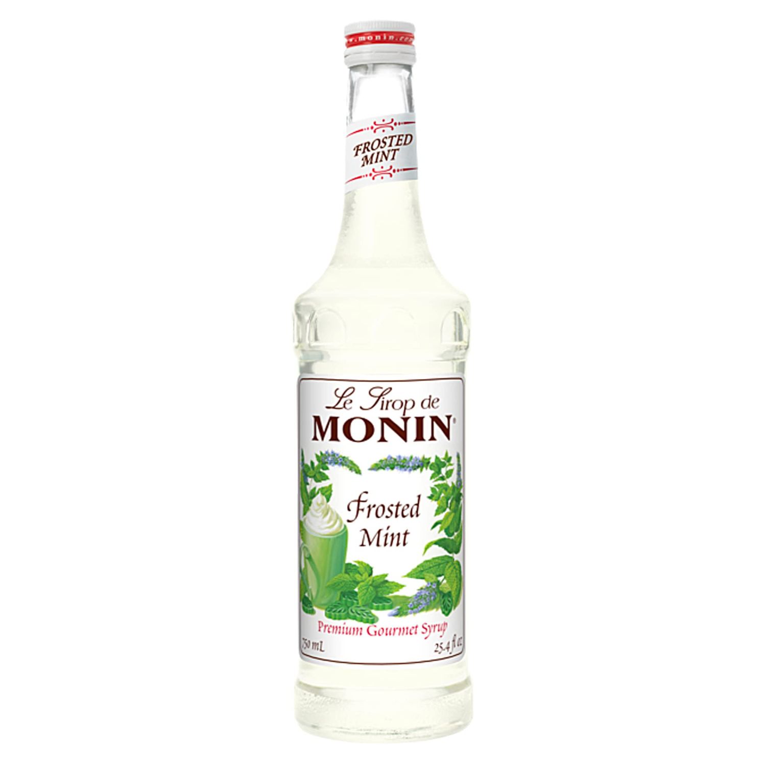 Monin - Frosted Mint Syrup, Bold Spearmint Coolness, Natural Flavors, Great for Smoothies, Sodas, Cocktails, and Teas, Non-GMO, Gluten-Free (750 ml)