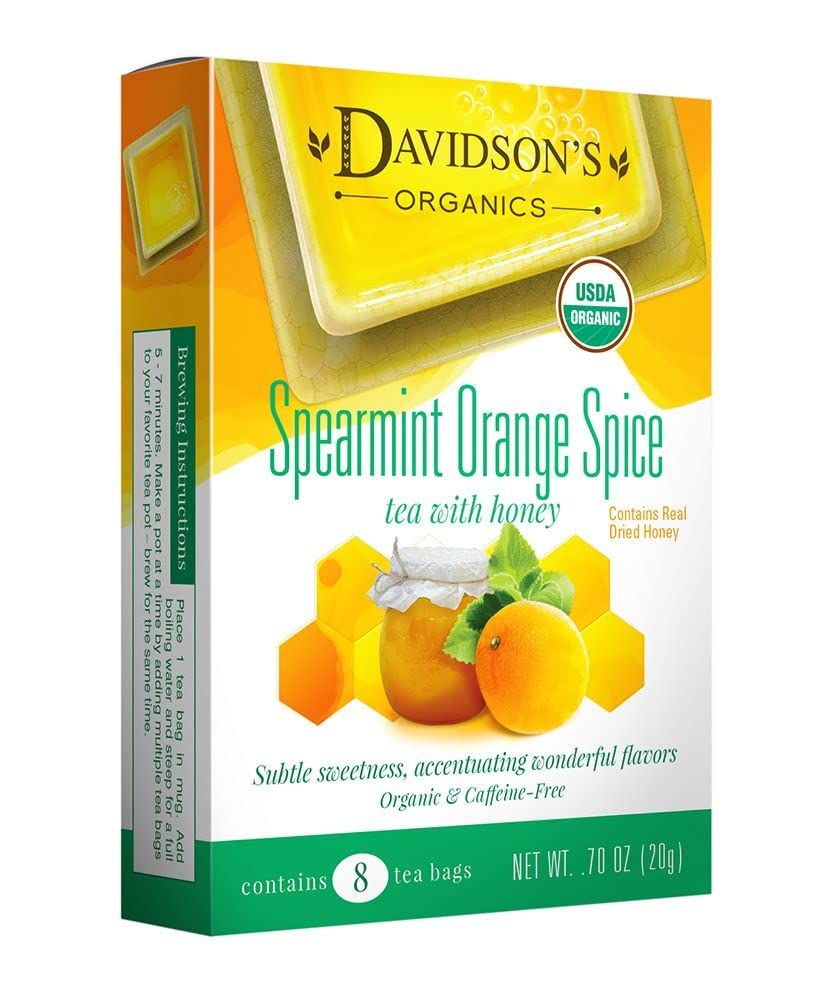 Davidson&#39;s Organics, Spearmint Orange Spice, 8-count Tea Bags, Pack of 12