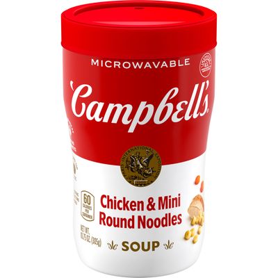 Campbell&#39;s Sipping Soup, Chicken &amp; Mini Round Noodle Soup, 10.75 Oz Microwavable Cup