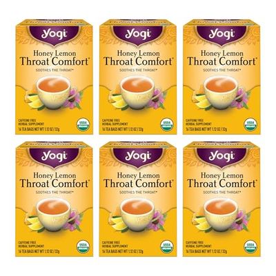 Yogi Tea - Honey Lemon Throat Comfort (6 Pack) - Soothes the Throat - 96 Tea Bags