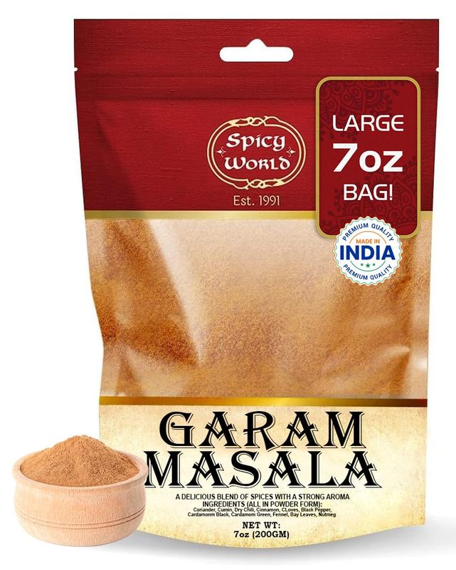 Spicy World Garam Masala Powder 7-Ounce (15 Premium Spice Blend) | Salt Free, Vegan | Indian Origin | Garam Masala Spice Powder