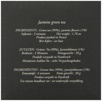 Dammann Freres Sachets, Vert Au Jasmin Tea Bags, Premium Gourmet French Jasmine Green Tea, 25 Count (Single Pack)