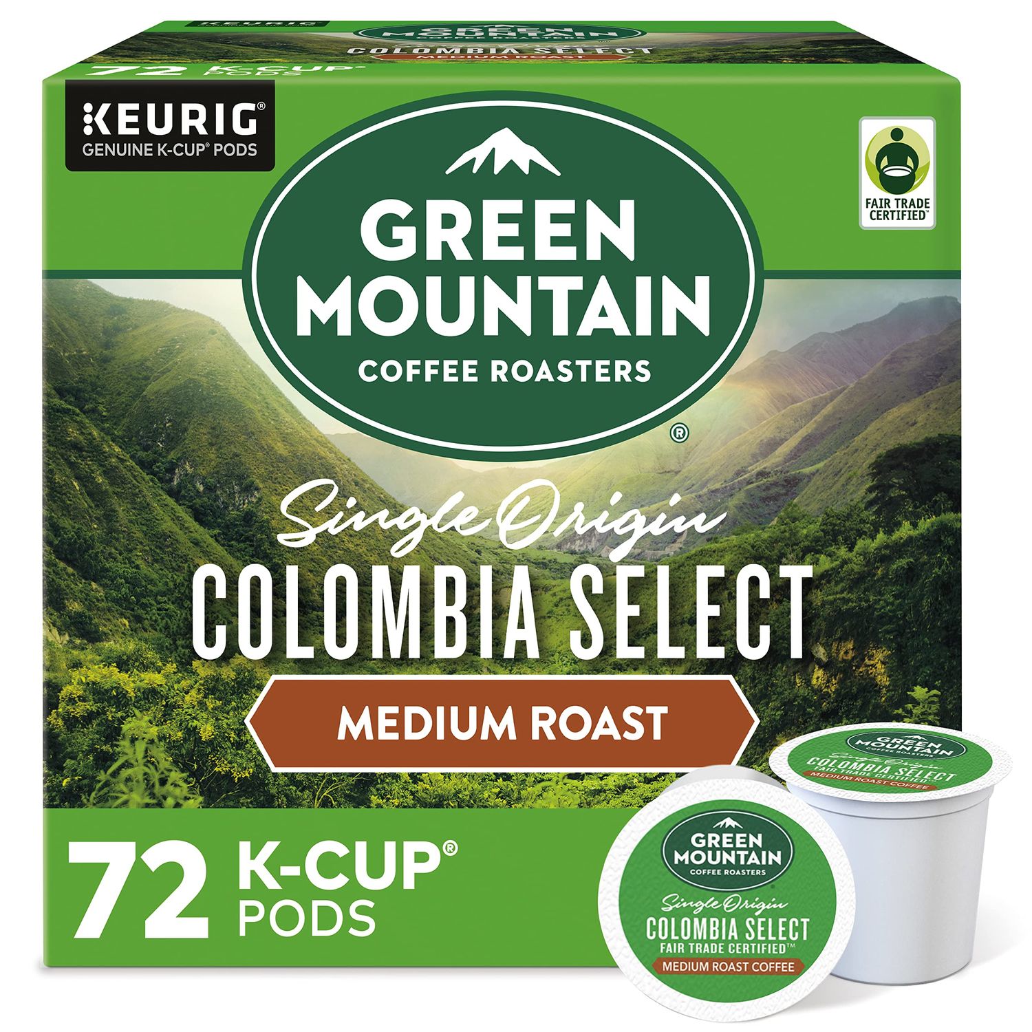 Green Mountain Coffee Roasters Colombia Select Keurig Single-Serve K-Cup Pods, Medium Roast Coffee, 72 Count