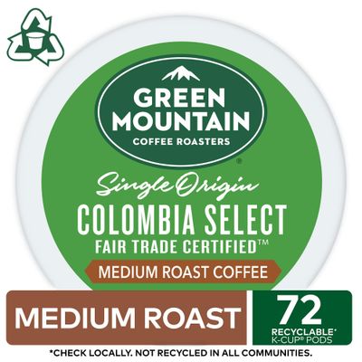 Green Mountain Coffee Roasters Colombia Select Keurig Single-Serve K-Cup Pods, Medium Roast Coffee, 72 Count