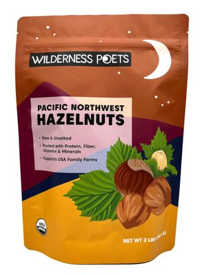 Wilderness Poets, Organic, Pacific Northwest-Grown Hazelnuts - Raw, Whole Nuts with Skins, No Shells. Bulk Size (32 Ounce - 2 Pound)
