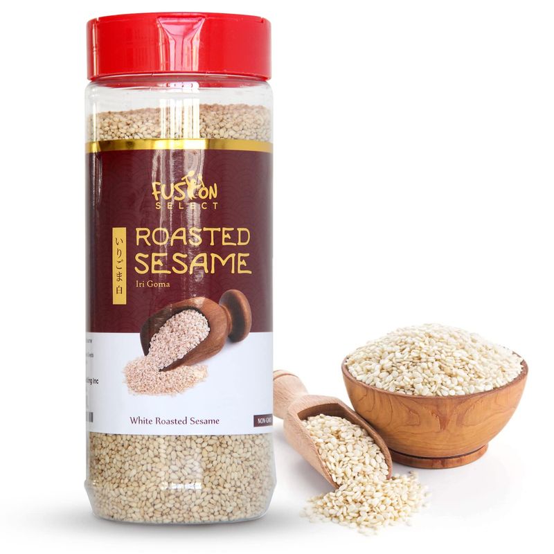 Fusion Select Roasted White Sesame Seeds - Natural Toasted Sesame Seeds - Crispy, Crunchy, Nutty Taste for Asian, Mediterranean &amp; Middle Eastern Cuisine - Salad, Soup, Noodle &amp; Sushi Topping