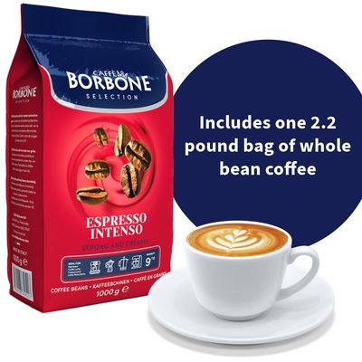 Caff Borbone Whole Bean Coffee, Espresso Intenso, Medium Roast, Premium Robusta Coffee Beans - Roasted and Freshly Packaged in Italy - 2.2 Pound Bag