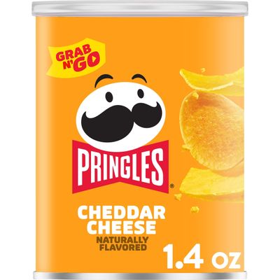 Pringles Potato Crisps Chips, Lunch Snacks, Office and Kids Snacks, Grab N&#39; Go Snack Pack, Cheddar Cheese, 1.4oz Can (1 Can)