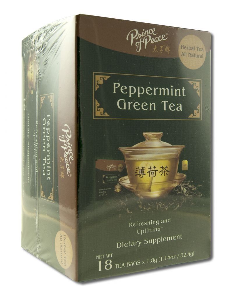 Prince of Peace Peppermint Green Tea, 18 Tea Bags - Herbal Tea Bags - Prince of Peace Tea - Peppermint Green Tea Bags - Support Digestion with Peppermint