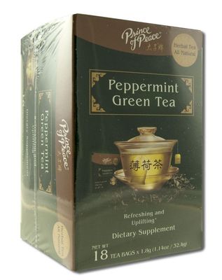 Prince of Peace Peppermint Green Tea, 18 Tea Bags - Herbal Tea Bags - Prince of Peace Tea - Peppermint Green Tea Bags - Support Digestion with Peppermint