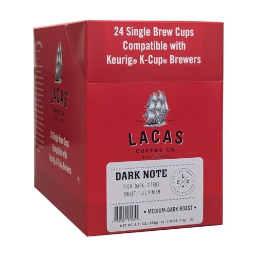 Lacas Coffee Dark Note Single Serve Cups, Compatible with Keurig K-Cup Brewers 24 Count