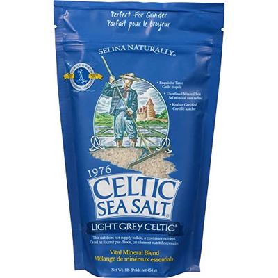 Light Grey Celtic Sea Salt 1 Pound Resealable Bag - Additive-Free, Delicious Sea Salt, Perfect for Cooking, Baking and More - Gluten-Free, Non-GMO Verified, Kosher and Paleo-Friendly