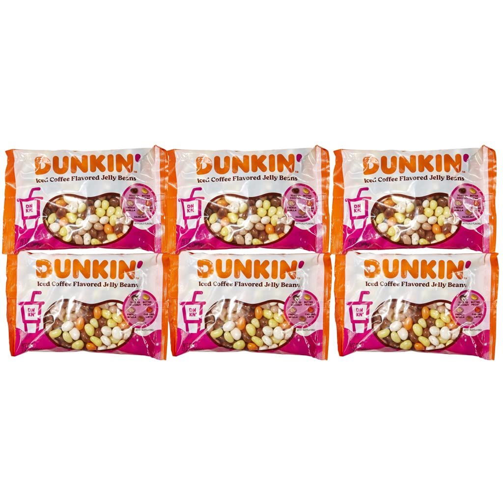 Dunkin&#39; Iced Coffee Flavored Bulk Jelly Beans, Assorted Variety Iced Coffee Flavors, 12oz, 6 pack, Great snack for Kids Girls Boys Teens Adults Coffee Lovers, by Frankford Candy
