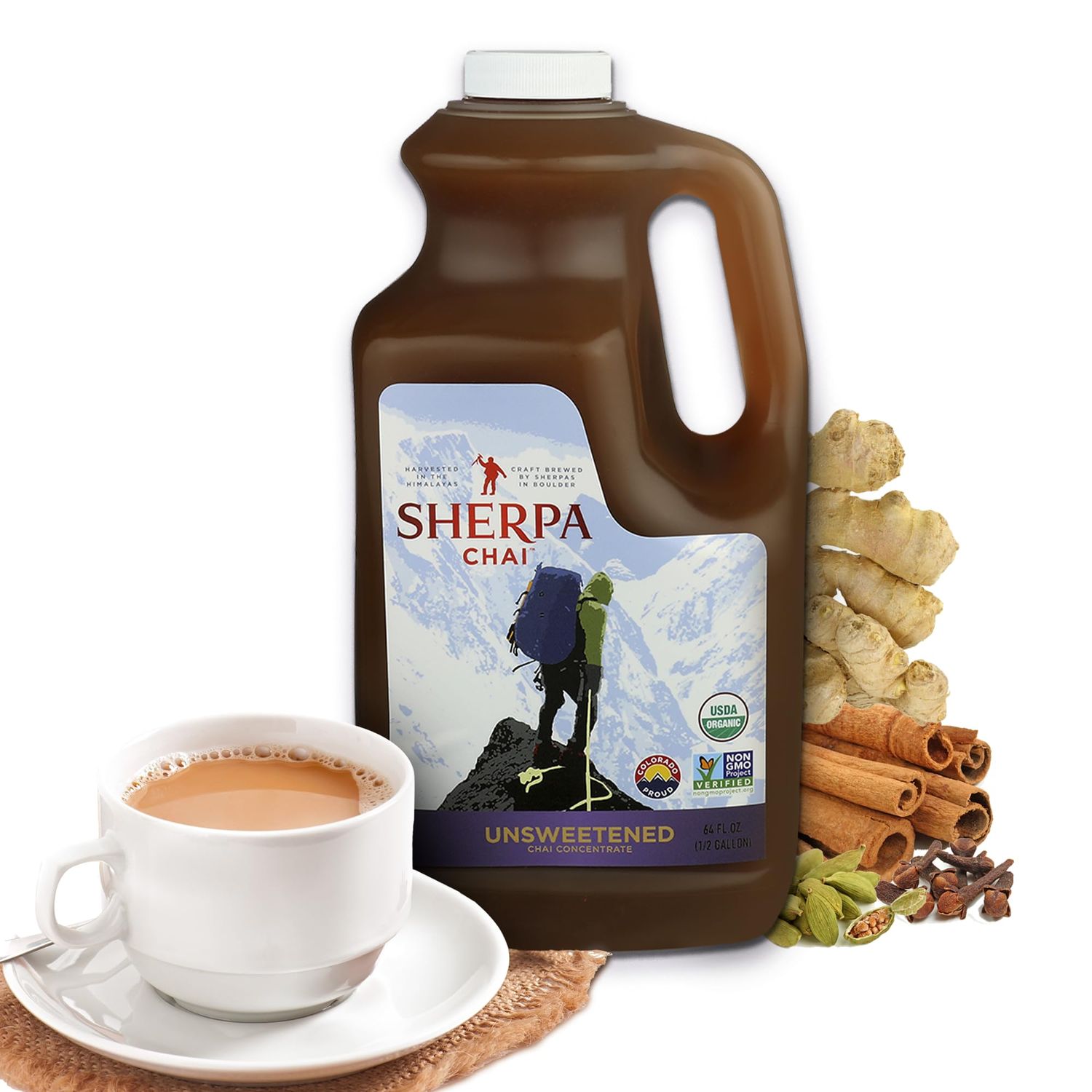 Sherpa Chai Traditional Chai Tea Concentrate - Hand Crafted Black Tea Concentrate with Traditional Non-GMO Ingredients - Authentic Chai Recipe Brewed by Nepali Sherpas - Chai Tea Gift for Tea Lovers