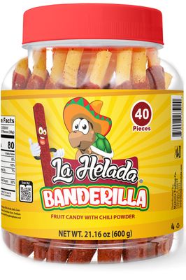 La Helada Banderilla Tamarindo/Tamarind Straw Candy 40 Count Jar