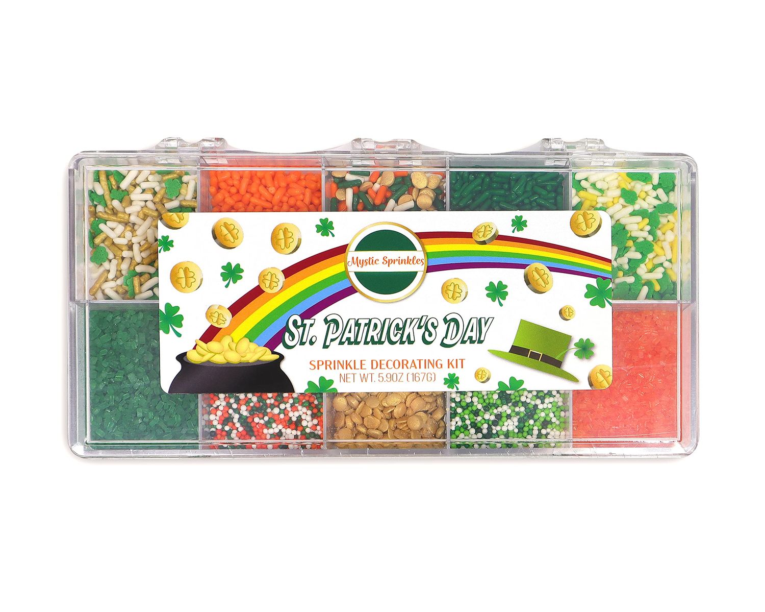 Mystic Sprinkles St. Patrick&#39;s Day Sprinkle Mixes (St. Patrick&#39;s Day Sprinkle Decorating Kit 5.7oz)