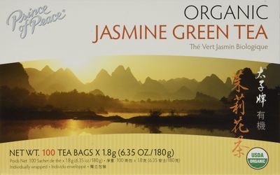 Prince of Peace Organic Jasmine Green Tea, 100 Tea Bags - 100% Organic Green Tea - Unsweetened Green Tea - Lower Caffeine Alternative to Coffee - Herbal Health Benefits