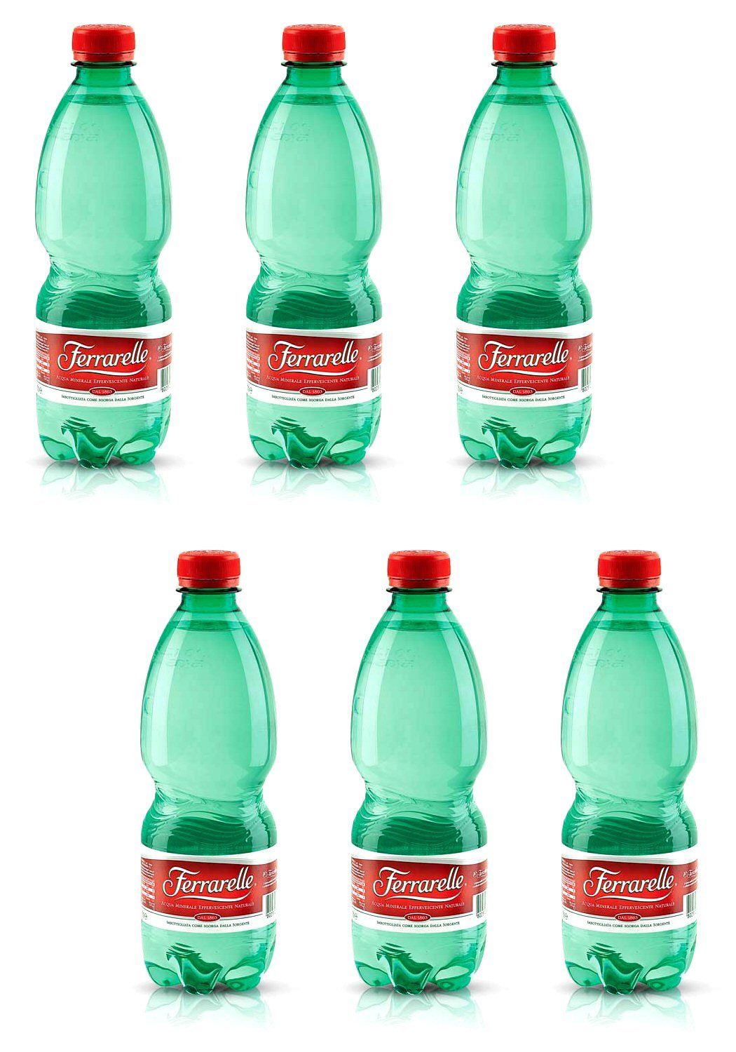 Ferrarelle: Natural Sparkling Spring Water * 16.9 Fluid Ounce (500ml) Bottles (Pack of 6) * [ Italian Import ]
