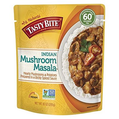 Tasty Bite Indian Entree Mushroom Masala 10 Ounce, Fully Cooked Indian Entre with Mushrooms &amp; Potatoes in a Richly Spiced Sauce, Vegan, Gluten Free, Microwaveable, Ready to Eat