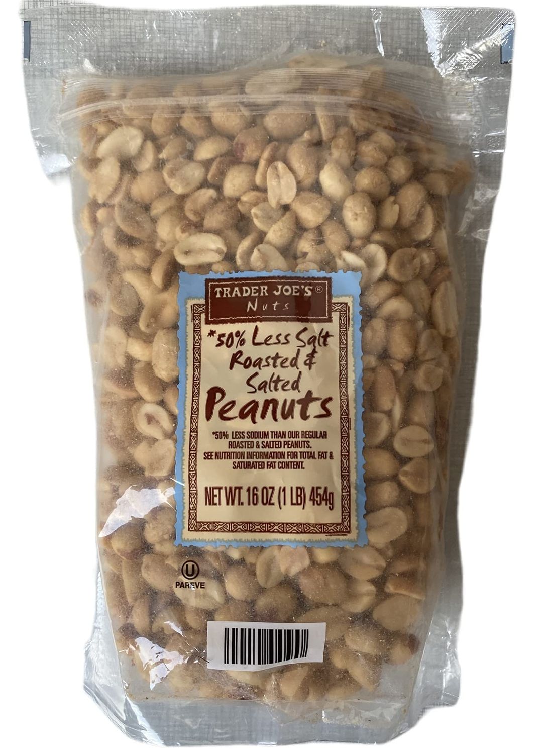 Trader Joe&#39;s 50% Less Salt Roasted and Salted Peanuts (Pack of 1)