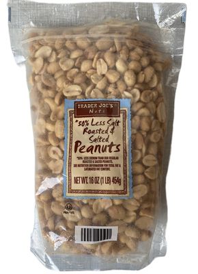 Trader Joe&#39;s 50% Less Salt Roasted and Salted Peanuts (Pack of 1)