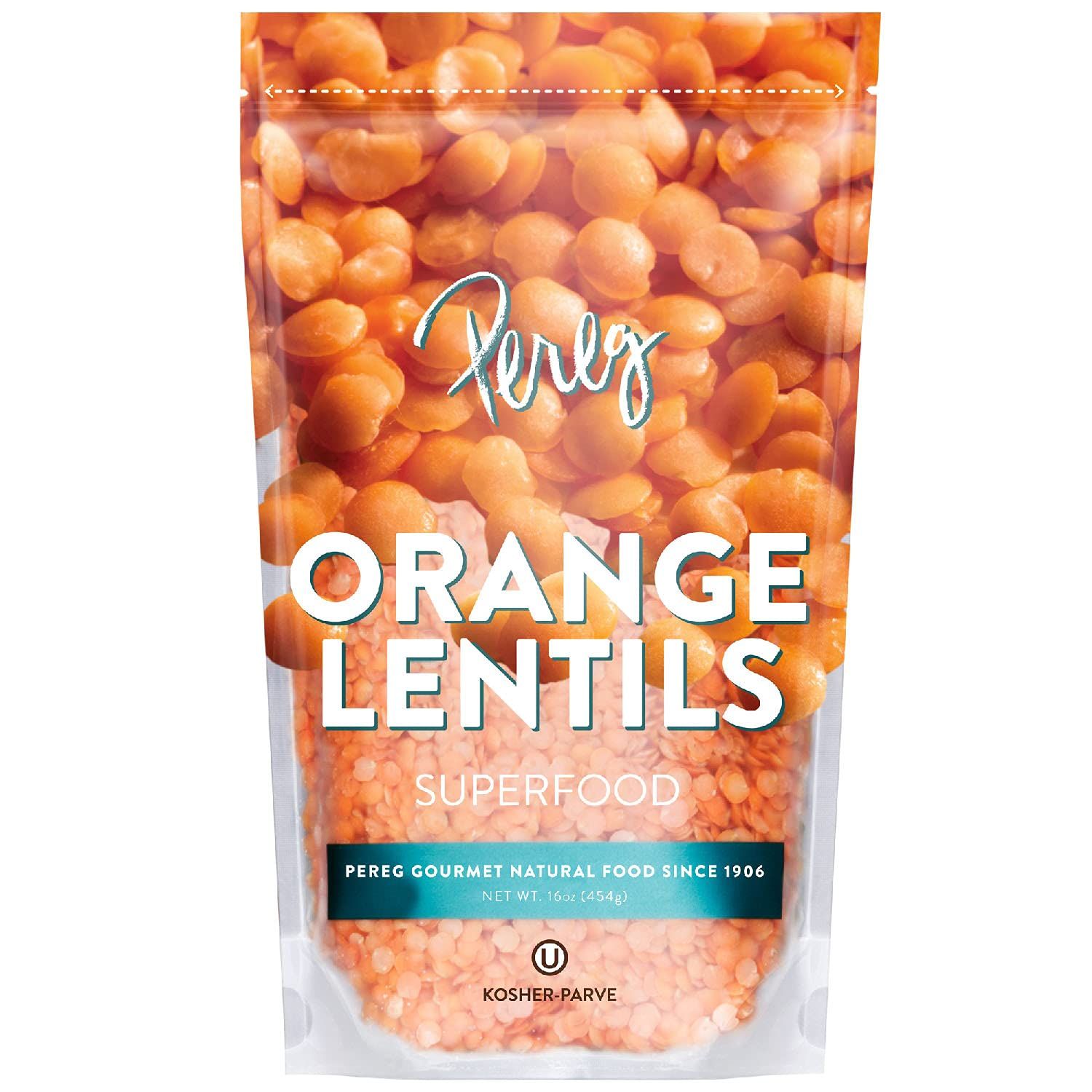 Pereg Orange Lentils (16 Oz) - Indian Split Masoor Daal - Non-GMO &amp; Additive Free - Ideal for Stews, Indian Curries &amp; Soups - Vegan Diet-Friendly - High In Protein &amp; Fibres - Red Lentils - Quick Cooki