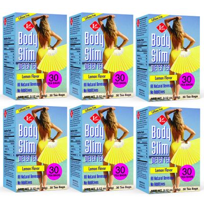 Uncle Lee&#39;s Tea Body Slim Tea Dieters Tea, Caffeine Free Chinese Herbal Tea with Senna Leaves and Natural Lemon Zest Flavor Tea Bags (6 Pack - 30 Tea Bags Per Box)