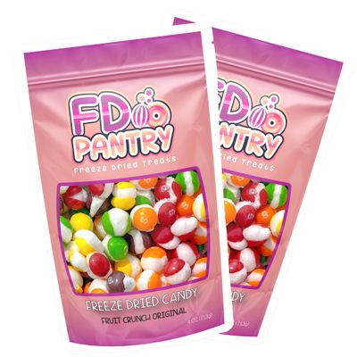 Freeze Dried Candy - Fruit Crunch Original 4 oz - (2 Pack) - Assortment Strawberry, Orange, Lemon, Grape, Lime Flavors Bag Pouch - Ideal Gift Snack