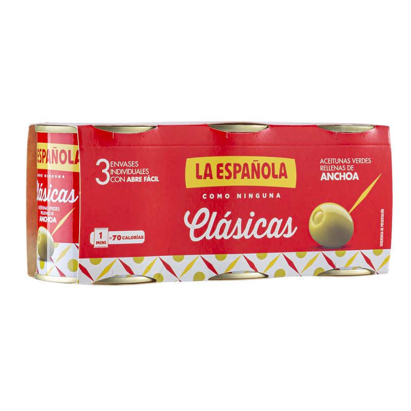La Espanola Three Pack Olives Stuffed with Anchovies 120g