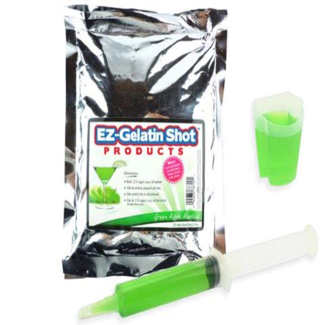 Green Apple Appletini Jello Shot Mix 6.78 oz - Premium Gluten-Free Jello Mix for Tasty Jello Shots - Easy to Make EZ Gelatin Powder Mix for Jello Shots - Adult New Year and Holiday Party Supplies