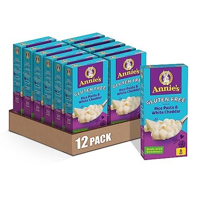 Annie&#39;s Gluten Free Macaroni and Cheese, Rice Pasta and White Cheddar, 6 oz (Pack of 12)