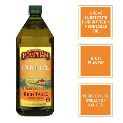 Pompeian Rich Taste Olive Oil, Full Flavor, Perfect for Grilling &amp; Sauces, Naturally Gluten Free, Non-Allergenic, Non-GMO, 48 FL. OZ.