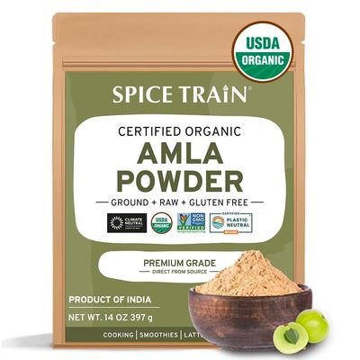 Organic Amla Powder (14oz) Amalaki, USDA Organic, Non-GMO | 100% Raw and Natural - Lab Tested for Purity | Indian Gooseberry Powder | Resealable Zip Lock Pouch