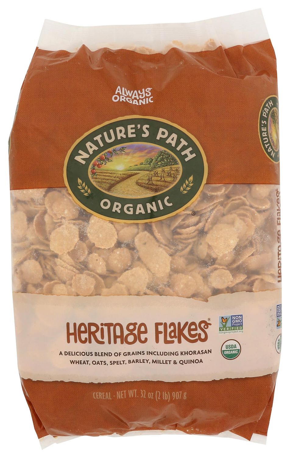 Nature&#39;s Path Organic Heritage Flakes Cereal, 32 oz Eco Pac Bags