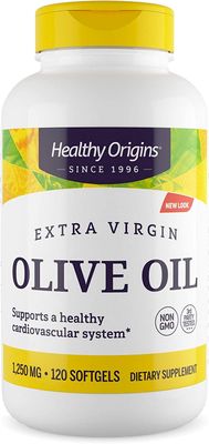 Healthy Origins Olive Oil, 1250 mg - Heart Health Supplement with Organic Cold-Pressed Extra Virgin Olive Oil - Gluten-Free Supplements for Men &amp; Women - 120 Softgels