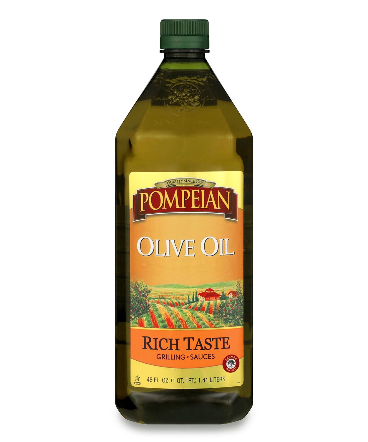 Pompeian Rich Taste Olive Oil, Full Flavor, Perfect for Grilling &amp; Sauces, Naturally Gluten Free, Non-Allergenic, Non-GMO, 48 FL. OZ.