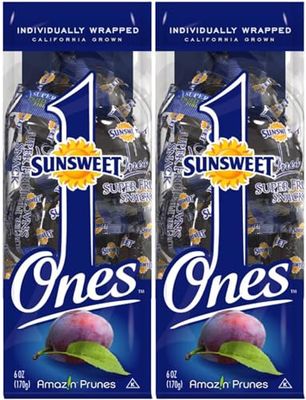 Sunsweet Gold Label Ones Super Select California Individually Wrapped Prunes 6.0 Ounces (Pack of 2)(Packaging May Vary)