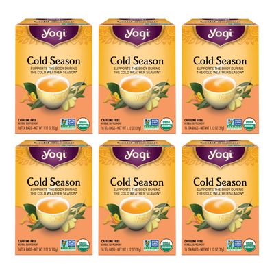 Yogi Tea Cold Season Tea - 16 Tea Bags per Pack (6 Packs) - Organic Respiratory Tea for Support During Colder Seasons - Includes Ginger, Cardamom, Cinnamon, Licorice &amp; Eucalyptus