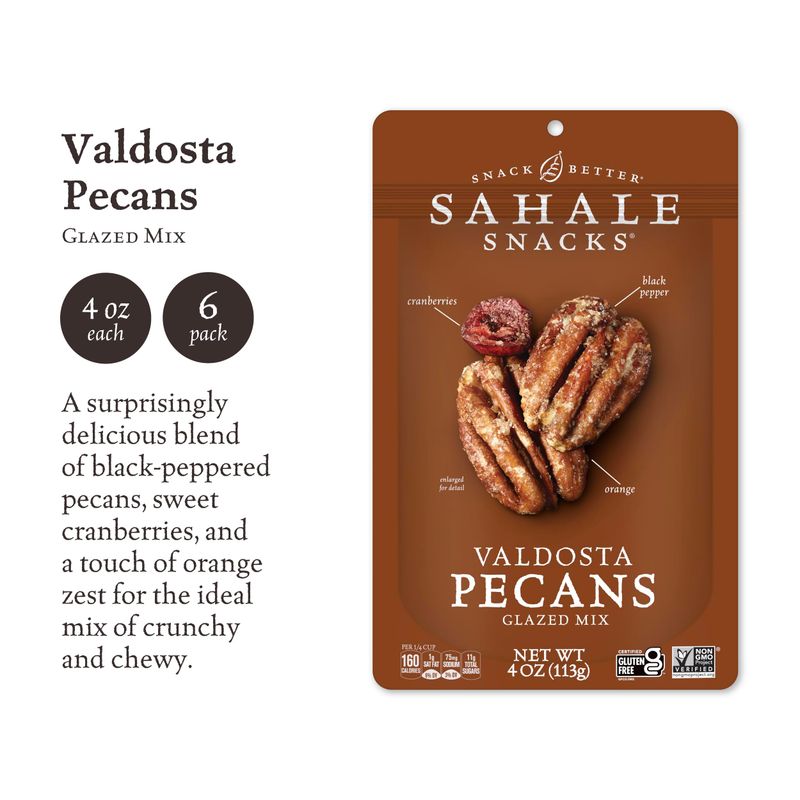 Sahale Snacks Valdosta Pecans Glazed Mix, 4 Ounces (Pack of 6)