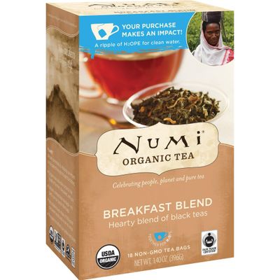 Numi Organic Tea Breakfast Blend, 18 Count Box of Tea Bags, Black Tea (Packaging May Vary)