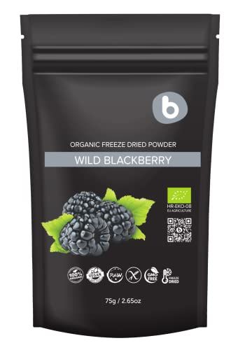 Organic Freeze Dried Wild BlackBerry Powder from Frozen Blackberries, Antioxidant Superfood, for Smoothies, Baking and Flavoring, Rich in Vitamin C, K, B9, 2.65oz
