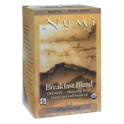 Numi Organic Tea Breakfast Blend, 18 Count Box of Tea Bags, Black Tea (Packaging May Vary)